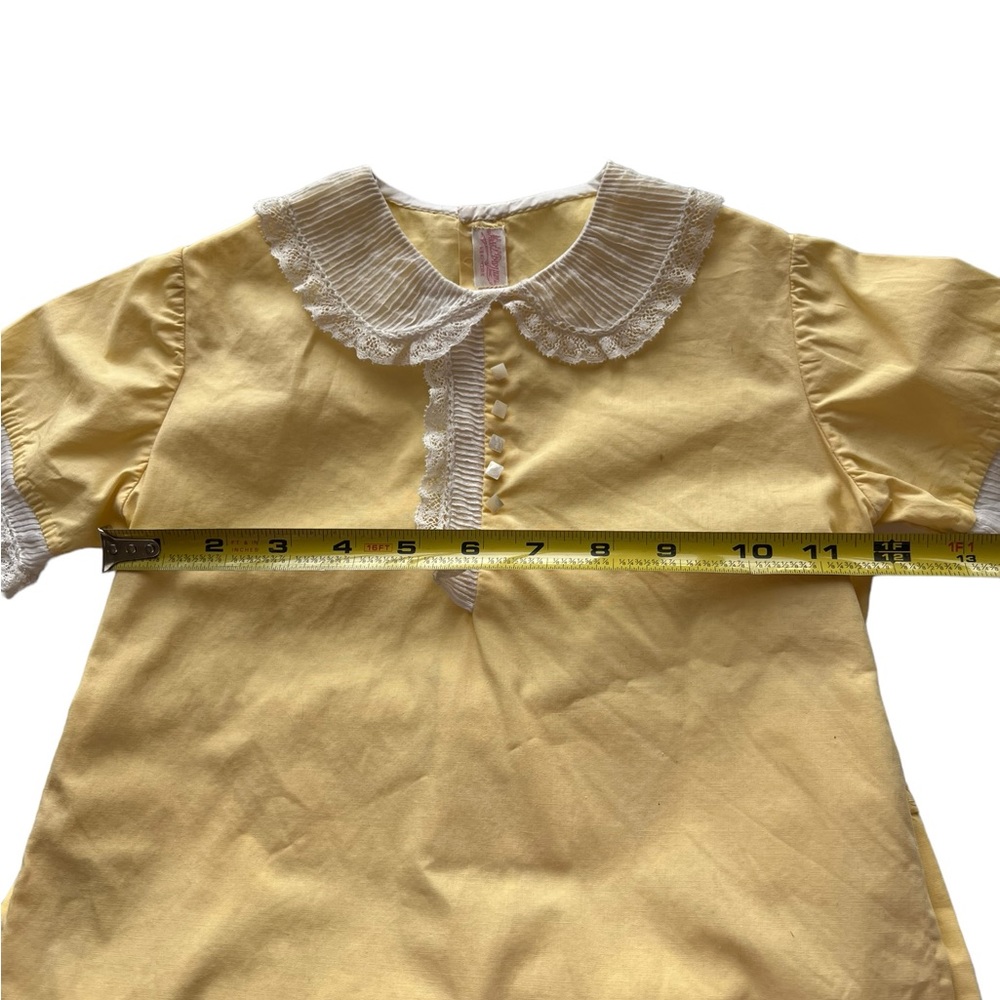Miss L. Brogan Inc. New York Vintage Yellow Lace Cotton Romper Pearl Button Snap - Picture 13 of 15